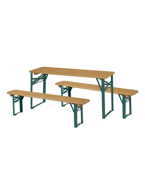 Table enfant et 2 bancs pliants en bois massif FSC 'Outdoor' ROBA - Kiabi Table enfant et 2 bancs pliants en bois massif FSC 'Outdoor' ROBA - Kiabi