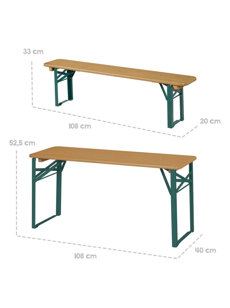 Table enfant et 2 bancs pliants en bois massif FSC 'Outdoor' ROBA Marron - Kiabi