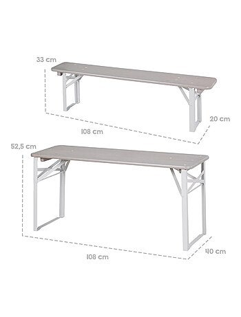 Table et 2 bancs pour enfants - Ensemble pliable en Bois massif FSC 'Roba outdoor'