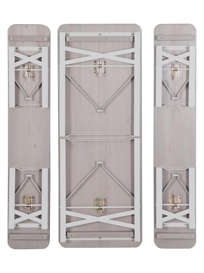 Table et 2 bancs pour enfants - Ensemble pliable en Bois massif FSC 'Roba outdoor' Gris - Kiabi