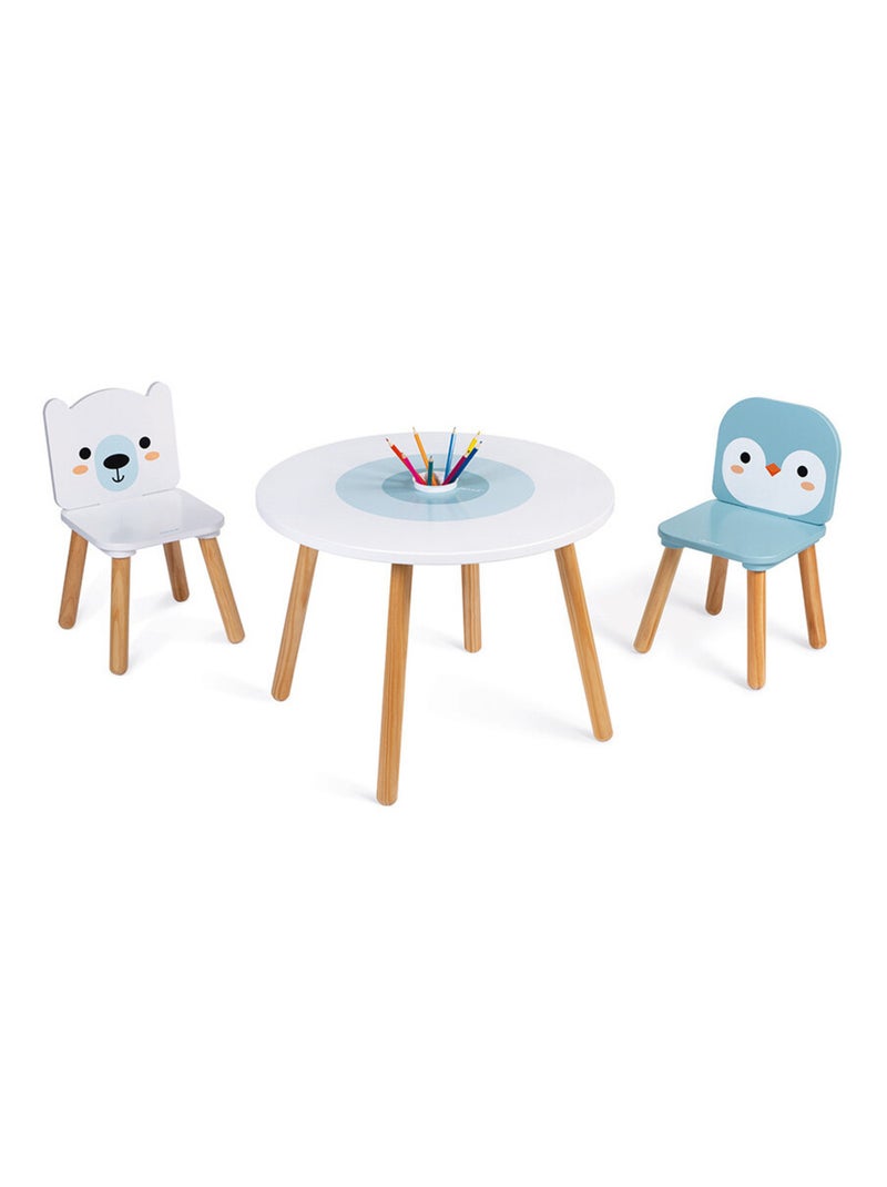 Table et 2 chaises Banquise Bleu - Kiabi