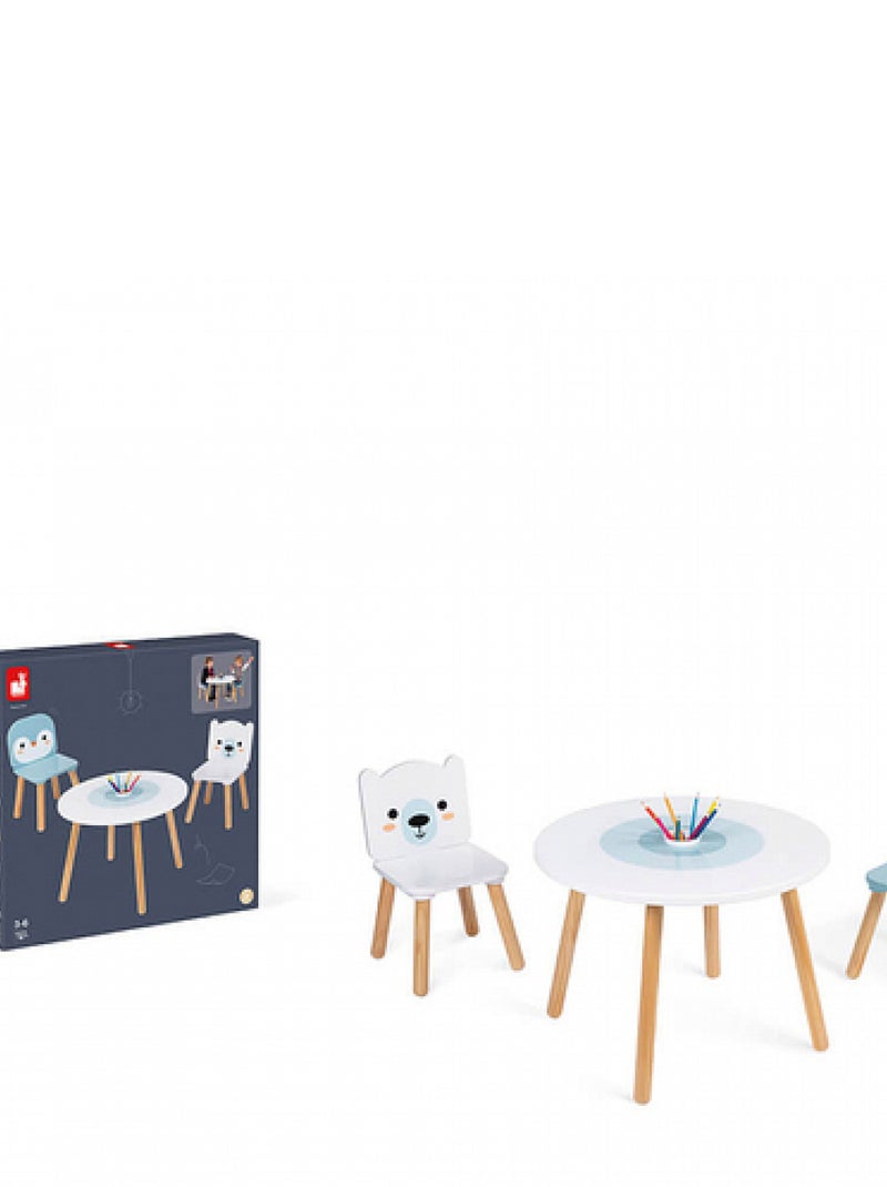 Table et 2 chaises Banquise Bleu - Kiabi