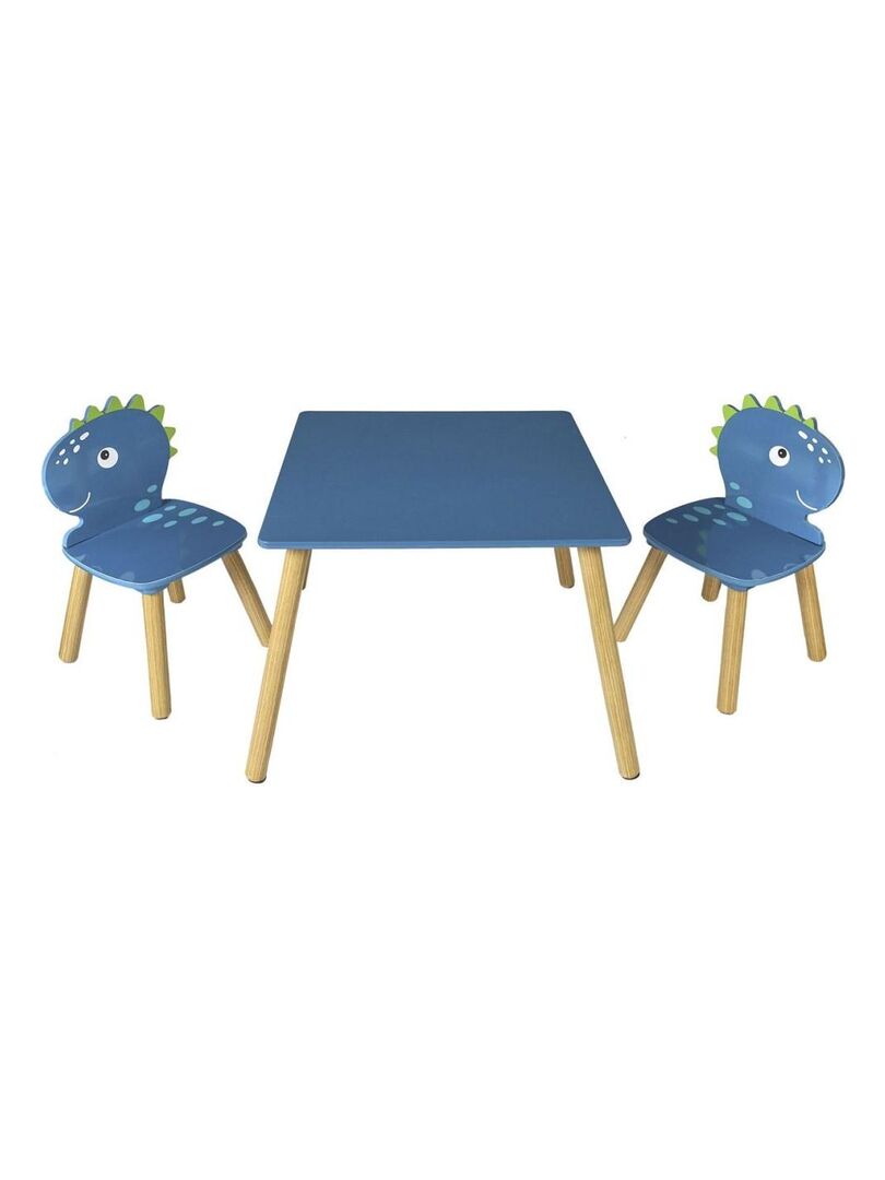 Table et 2 chaises Dino pour enfant Bleu - Kiabi