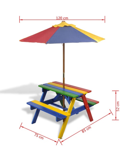 Table et bancs avec parasol pour enfants - Kiabi Table et bancs avec parasol pour enfants - Kiabi