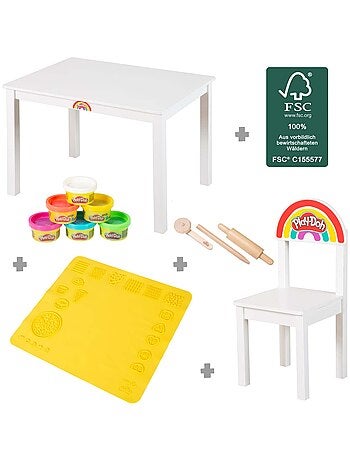 Table et chaise + 6 pots de pâte à modeler et accessoires Roba x Play-Doh