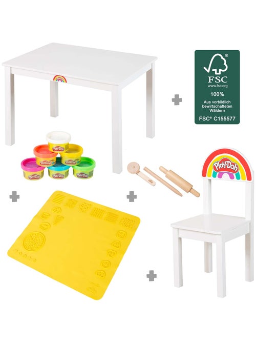 Table et chaise + 6 pots de pâte à modeler et accessoires Roba x Play-Doh - Kiabi Table et chaise + 6 pots de pâte à modeler et accessoires Roba x Play-Doh - Kiabi
