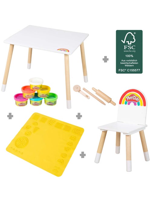 Table et chaise + 6 pots de pâte à modeler x Play-Doh et accessoires - ROBA - Kiabi Table et chaise + 6 pots de pâte à modeler x Play-Doh et accessoires - ROBA - Kiabi