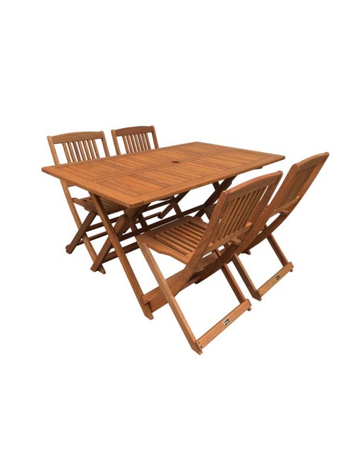 Table et chaises de jardin en bois exotique - Kiabi