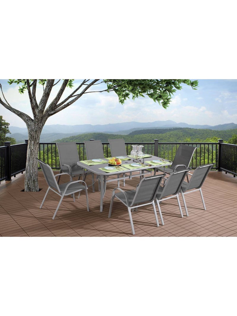 Table et chaises de jardin en textilène Gris clair - Kiabi