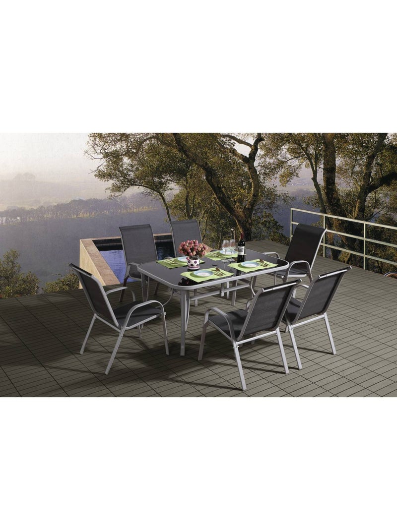 Table et chaises de jardin en textilène Gris foncé - Kiabi