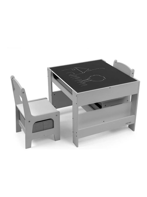 Table et deux chaises Sven Gris - Kiabi