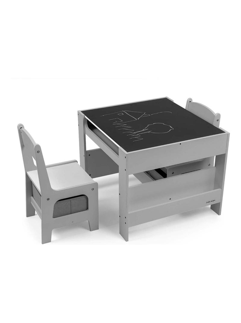 Table et deux chaises Sven Gris Gris - Kiabi