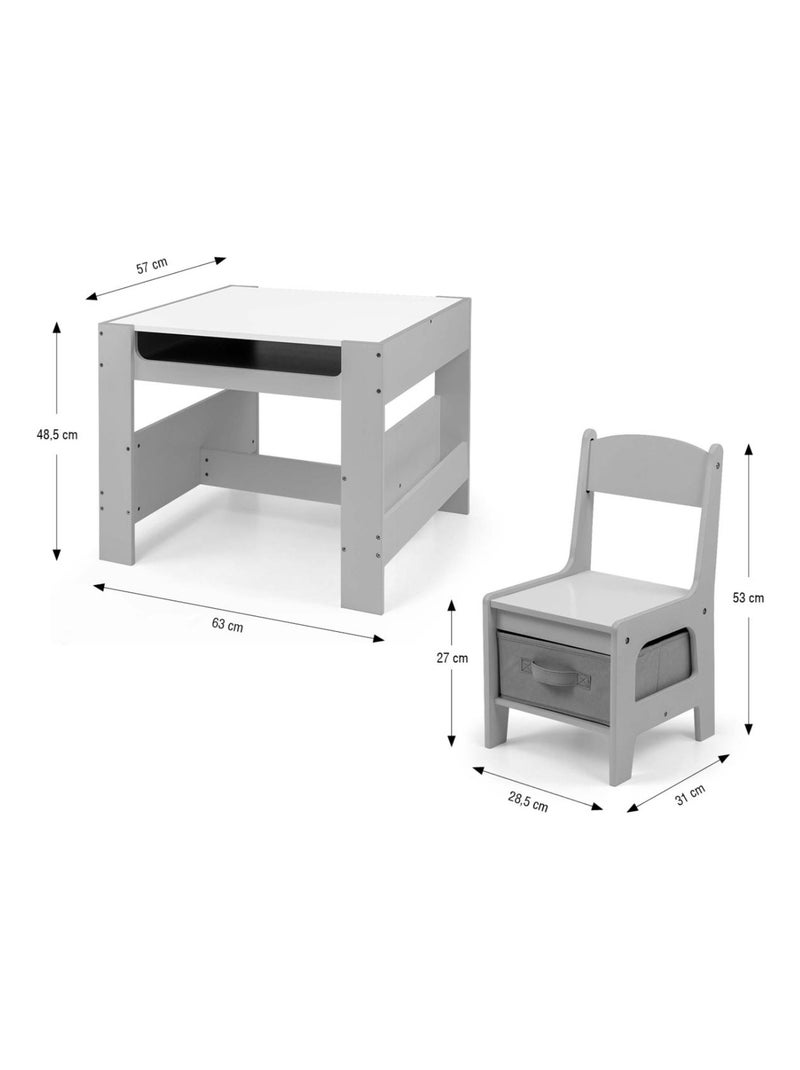 Table et deux chaises Sven Gris Gris - Kiabi