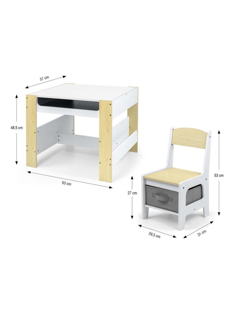 Table et deux chaises Sven Natural Beige - Kiabi