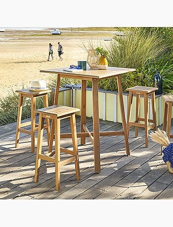 Table haute de jardin 4 places en acacia TIWI