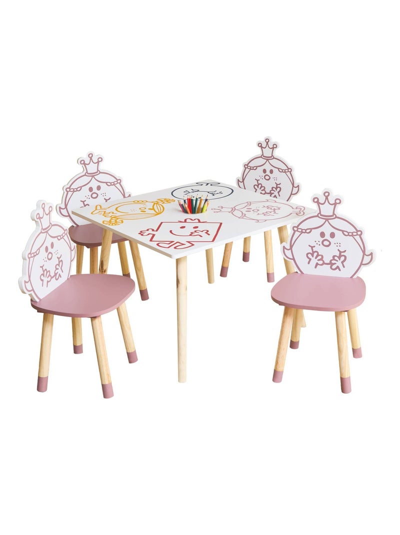 Table Jean + 4 chaises Aurore Blanc - Kiabi