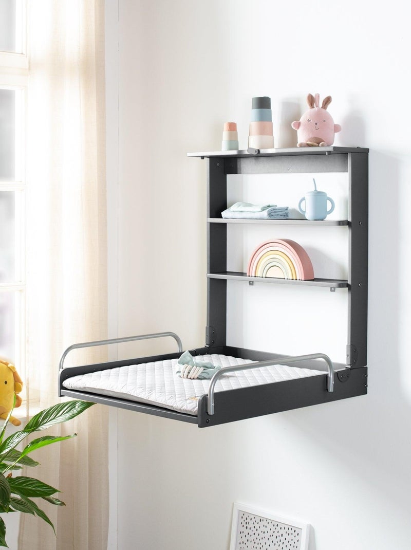 Table ? langer murale rabattable + matelas d?perlant 'Roba style' gris anthracite - Kiabi
