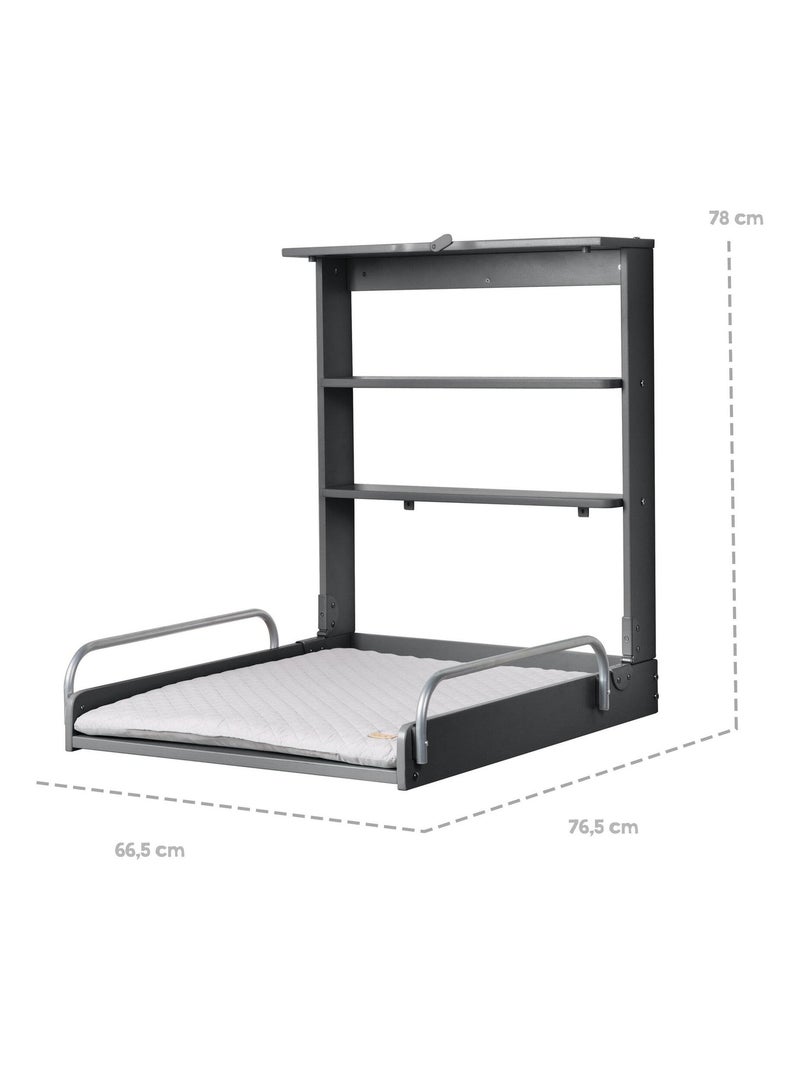 Table ? langer murale rabattable + matelas d?perlant 'Roba style' gris anthracite - Kiabi