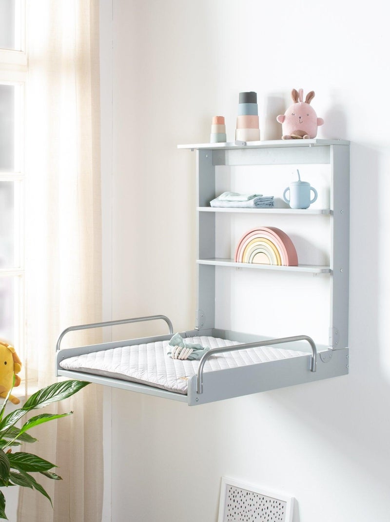 Table ? langer murale rabattable + matelas d?perlant 'Roba style' Gris taupe - Kiabi