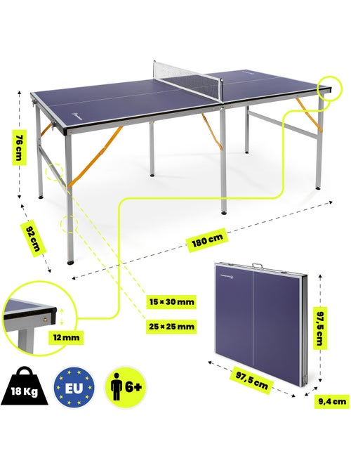 Table ping-pong hypermotion pliable portable 180x92 - filet 2 raquettes 3 balles - Kiabi Table ping-pong hypermotion pliable portable 180x92 - filet 2 raquettes 3 balles - Kiabi