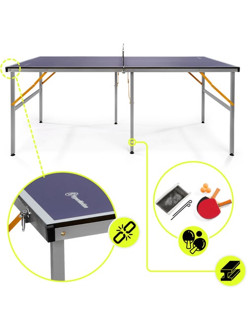 Table ping-pong hypermotion pliable portable 180x92 - filet 2 raquettes 3 balles - Kiabi Table ping-pong hypermotion pliable portable 180x92 - filet 2 raquettes 3 balles - Kiabi