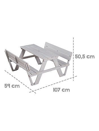 Table pique-nique enfant avec bancs à dossier + 2 coussins et parasol 'Picnic for 4' ROBA