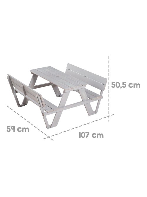 Table pique-nique enfant avec bancs à dossier + 2 coussins et parasol 'Picnic for 4' ROBA - Kiabi