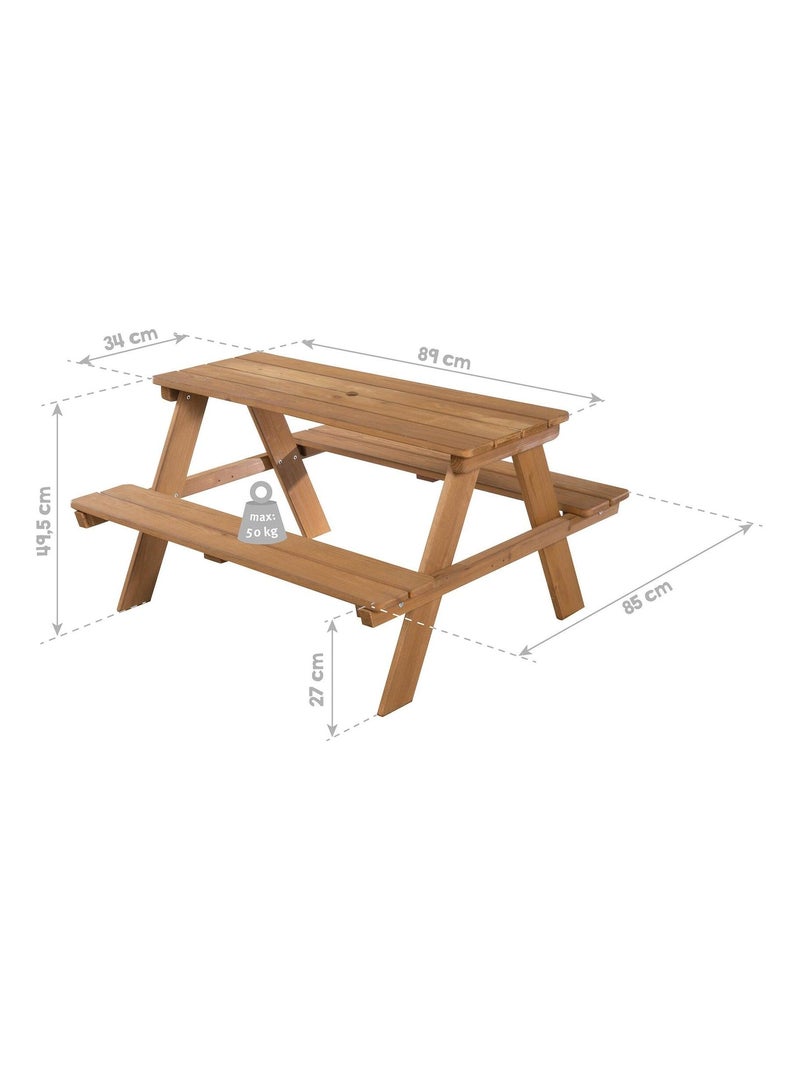 Table pique-nique enfants + 2 coussins 'Roba picnic for 4' Marron - Kiabi