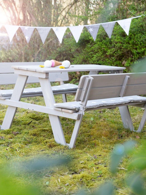 Table pique-nique enfants avec bancs à dossier 'Roba picnic for 4' - Kiabi