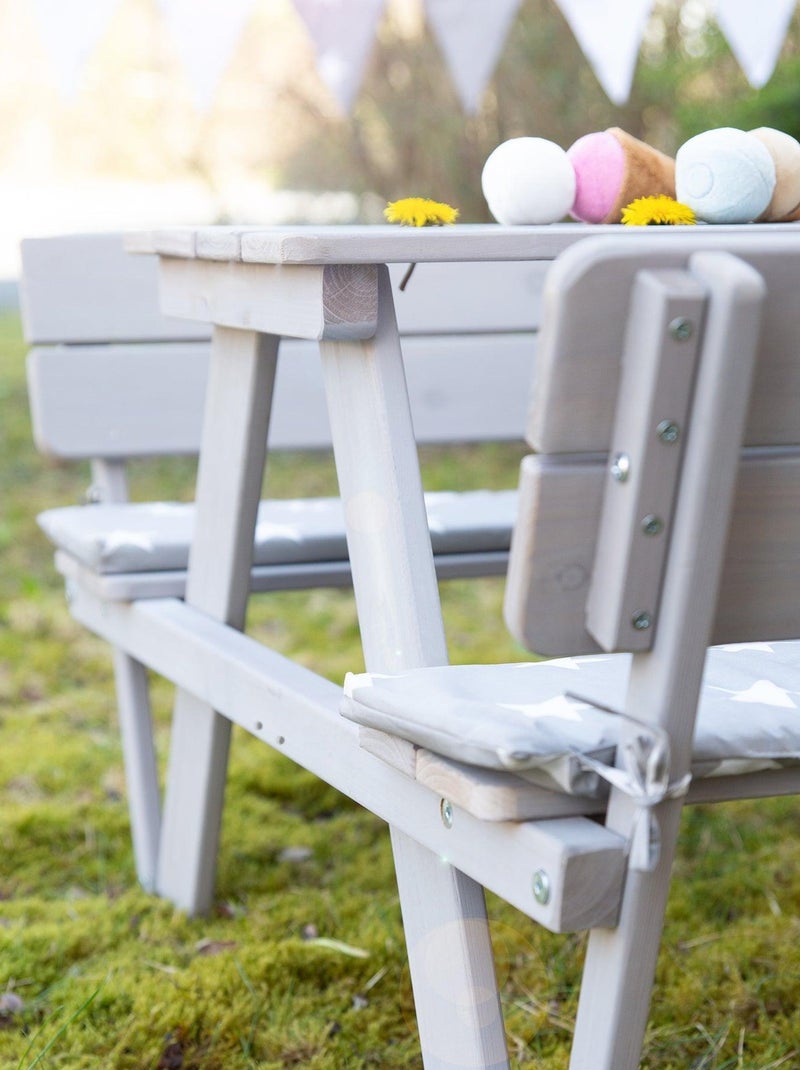 Table pique-nique enfants avec bancs à dossier 'Roba picnic for 4' Gris - Kiabi