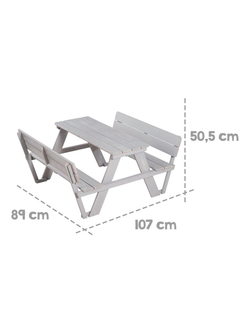 Table pique-nique enfants avec bancs à dossier 'Roba picnic for 4' Gris - Kiabi