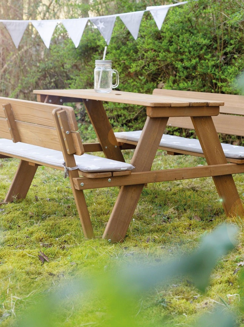 Table pique-nique enfants avec bancs à dossier 'Roba picnic for 4' Marron - Kiabi