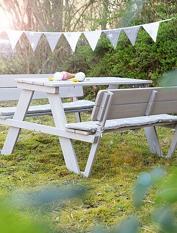 Table pique-nique enfants en bois massif + 2 coussins 'Roba picnic for 4'