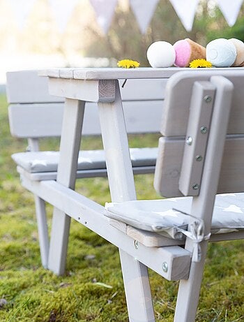 Table pique-nique enfants en bois massif + 2 coussins 'Roba picnic for 4'