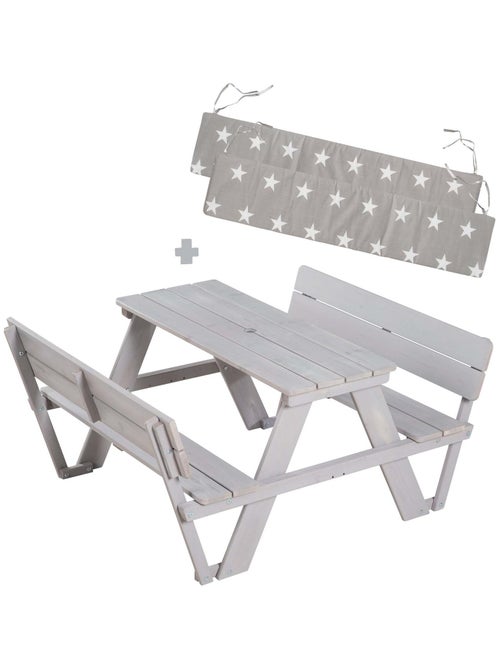 Table pique-nique enfants en bois massif + 2 coussins 'Roba picnic for 4' - Kiabi Table pique-nique enfants en bois massif + 2 coussins 'Roba picnic for 4' - Kiabi