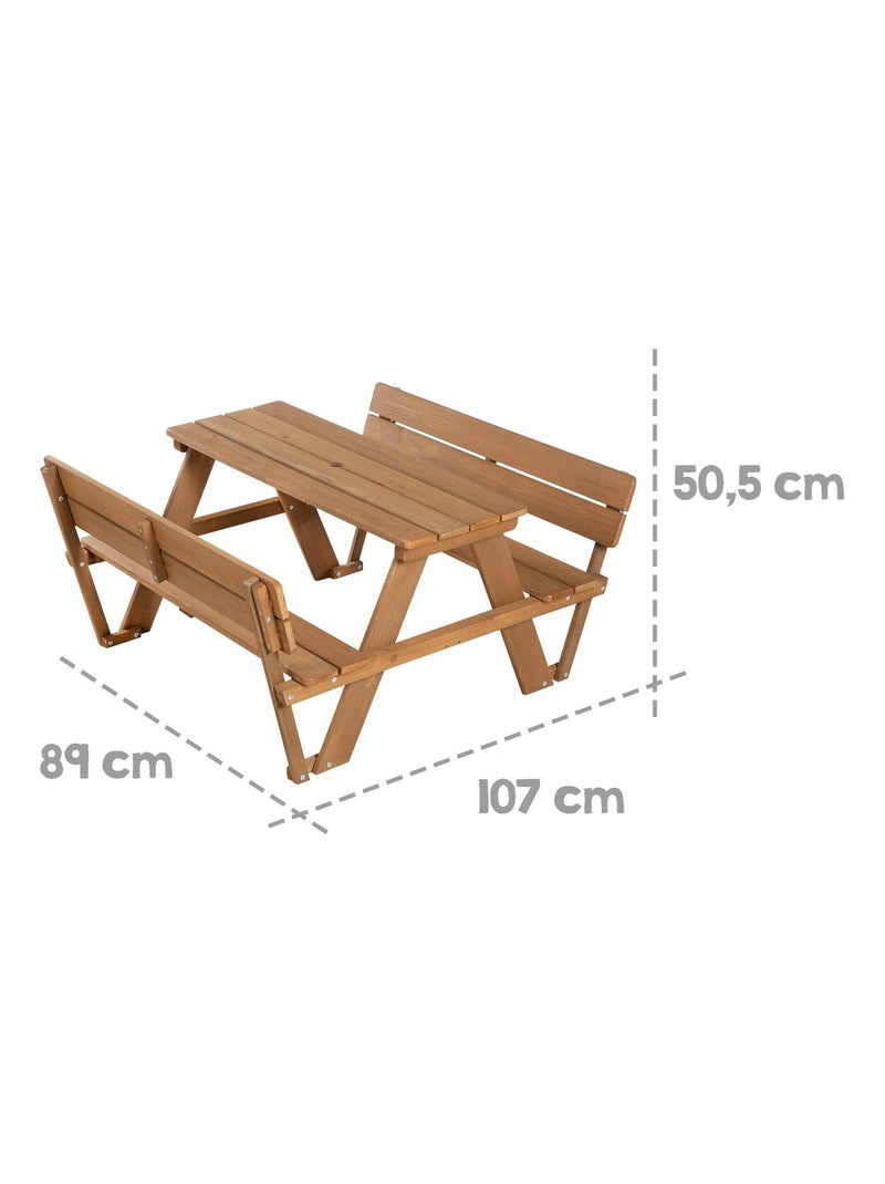Table pique-nique enfants en bois massif + 2 coussins 'Roba picnic for 4' Marron - Kiabi