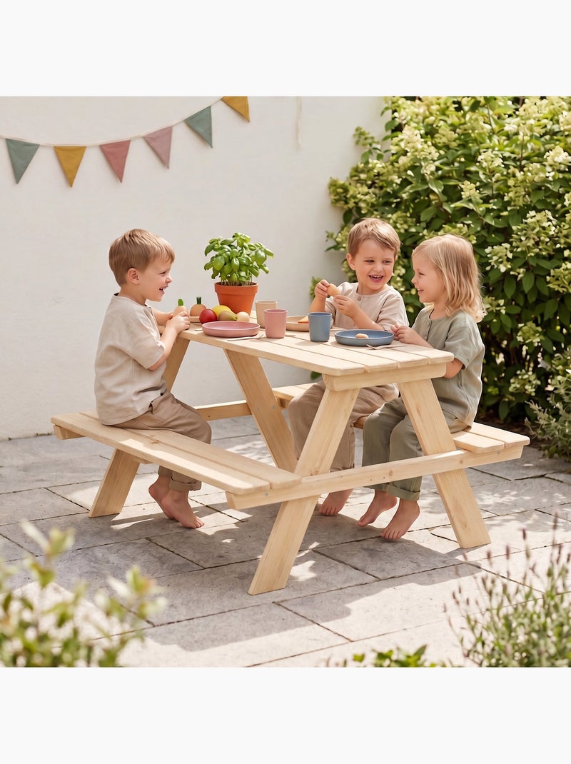 Table pique-nique enfants 'Roba picnic for 4' Bois naturel - Kiabi