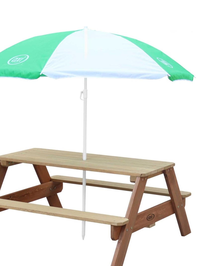 Table pique-nique Nick avec Parasol vert blanc Axi Jaune moutarde - Kiabi