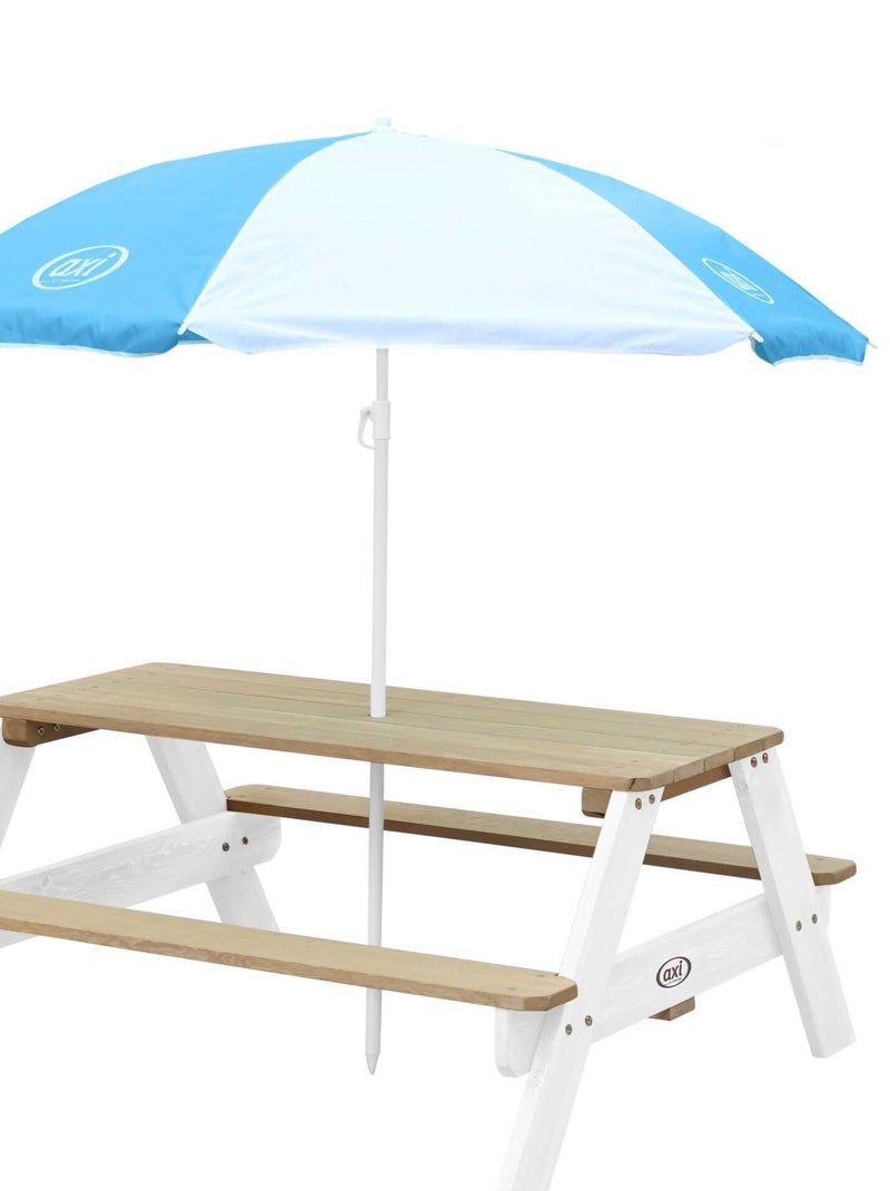 Table pique-nique Nick en bois avec Parasol Axi Jaune moutarde - Kiabi