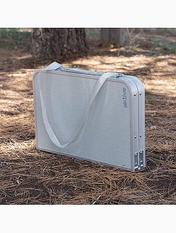 Table pliable camping valise antidérapante beige avec auxiliaire rouge aktive