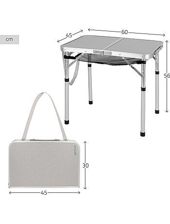 Table pliable camping valise antidérapante beige avec auxiliaire rouge aktive