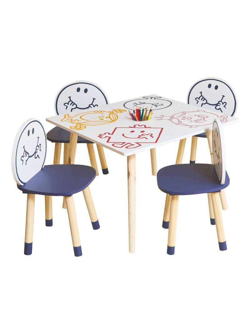 Table pour enfant + 4 chaises Monsieur Heureux - collection Monsieur Madame Blanc - Kiabi