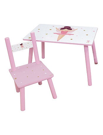 Table rectangulaire en bois + 1 Chaise Ballerine