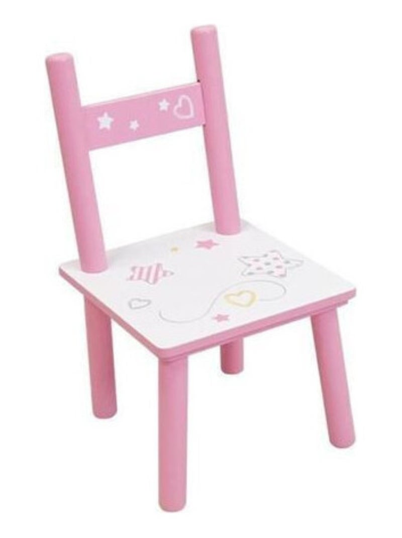 Table rectangulaire en bois + 1 chaise Licorne Rose - Kiabi