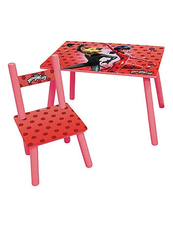 Table rectangulaire en bois + 1 Chaise Miraculous
