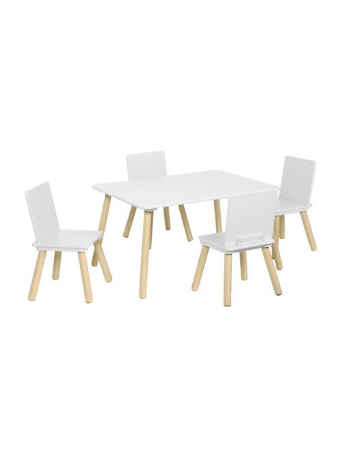 Table rectangulaire enfant bois de pin 4 assises Judith - Kiabi
