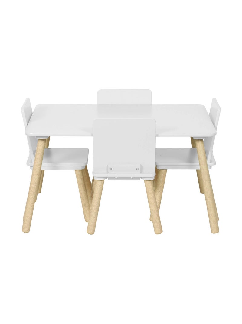 Table rectangulaire enfant bois de pin 4 assises Judith Blanc - Kiabi