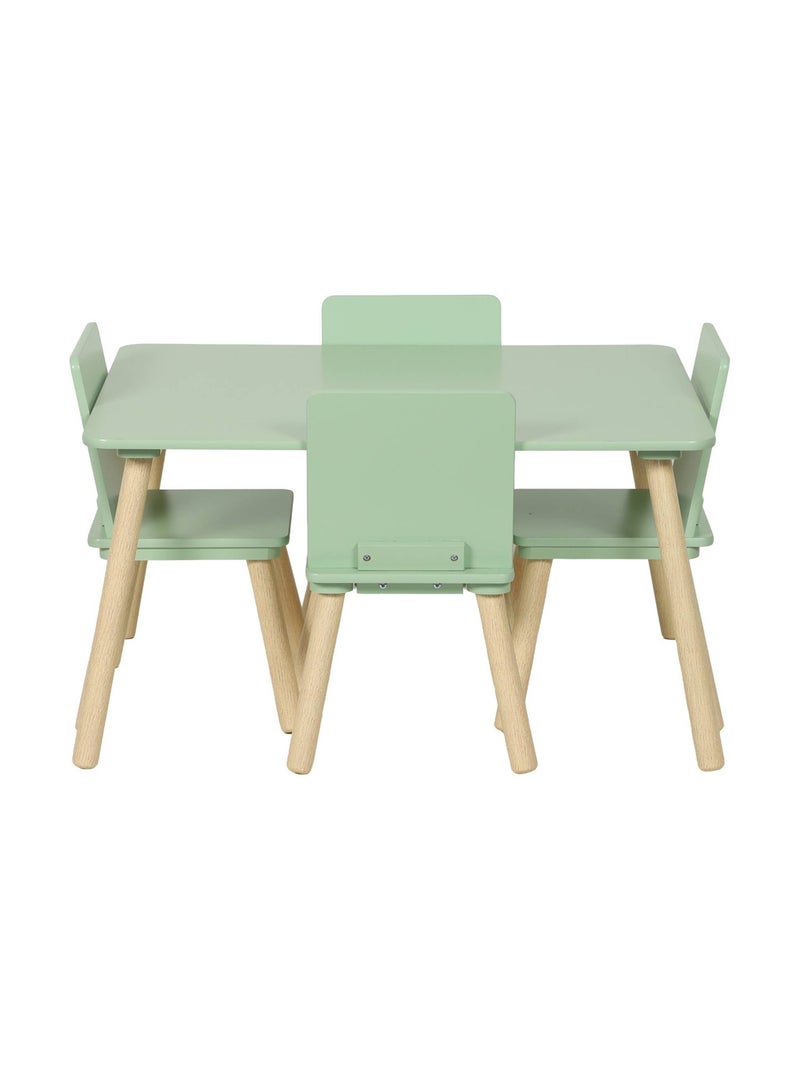 Table rectangulaire enfant bois de pin 4 assises Judith Vert - Kiabi