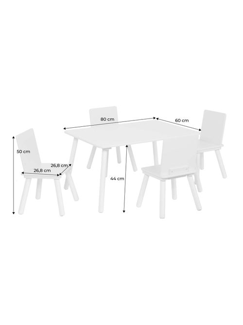 Table rectangulaire enfant bois de pin 4 assises Judith - Kiabi