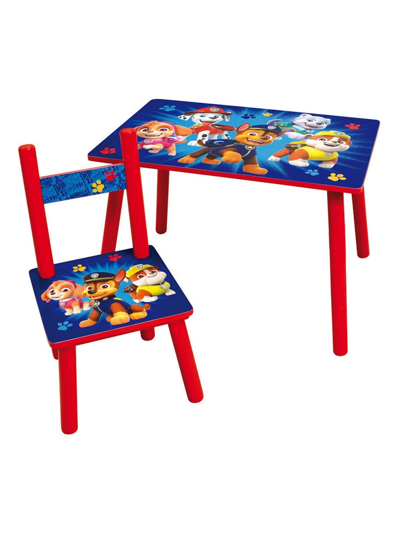 Table rectangulaire et 1 chaise en bois pat' patrouille Bleu - Kiabi